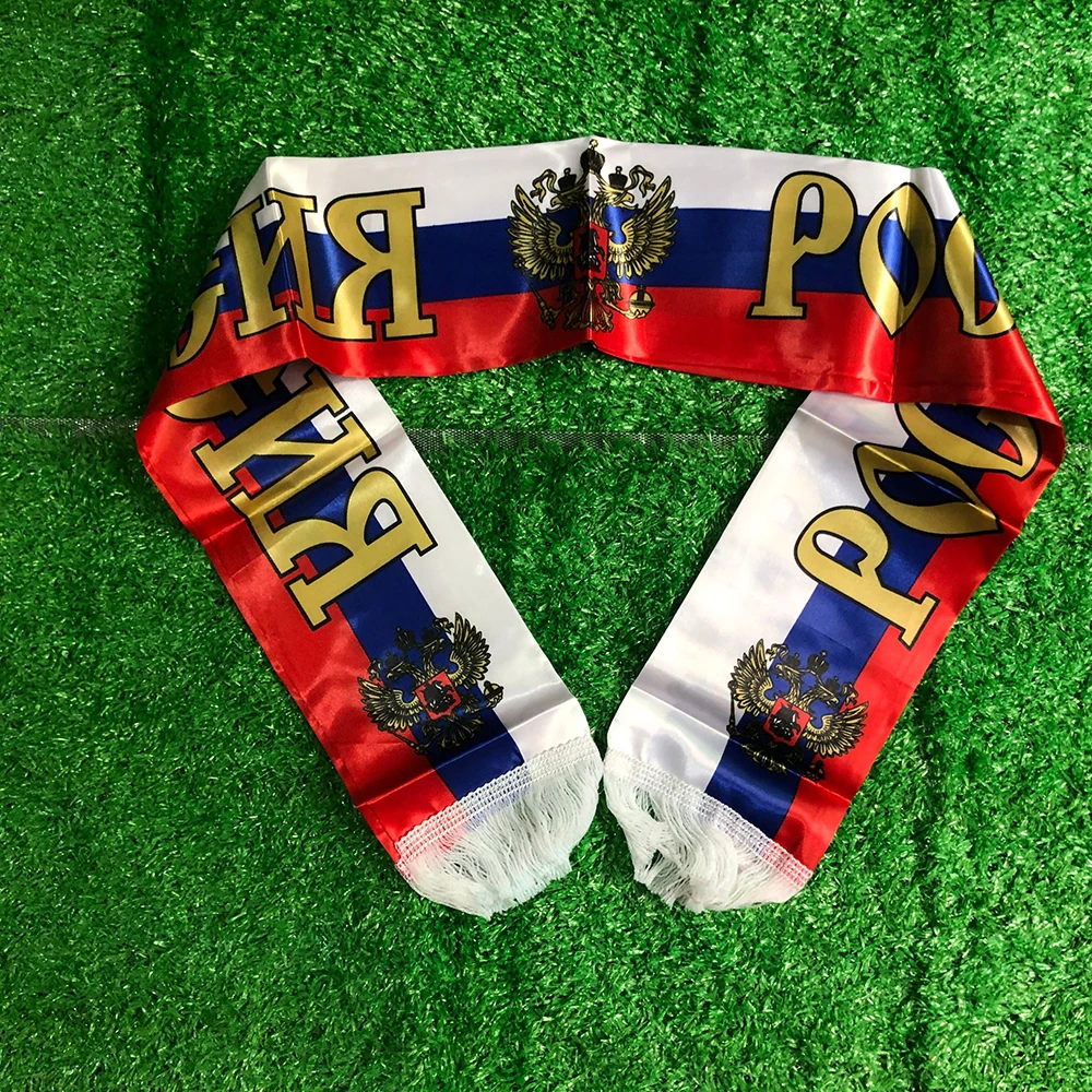 SKY FLAG  Russia scarf 14*130cm russia flag Custom Scarf football team Scarf Printing Satin Russian banner