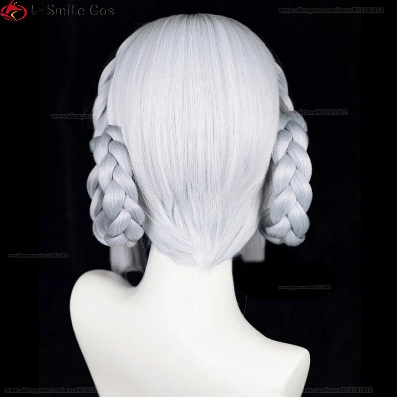 عالية الجودة Kamisato Ayaka شعر مستعار تأثيري جديد الجلد تأثيري 30 سنتيمتر الفضة الأزرق شعر مستعار مضفر قبعات مقاومة للحرارة الباروكات