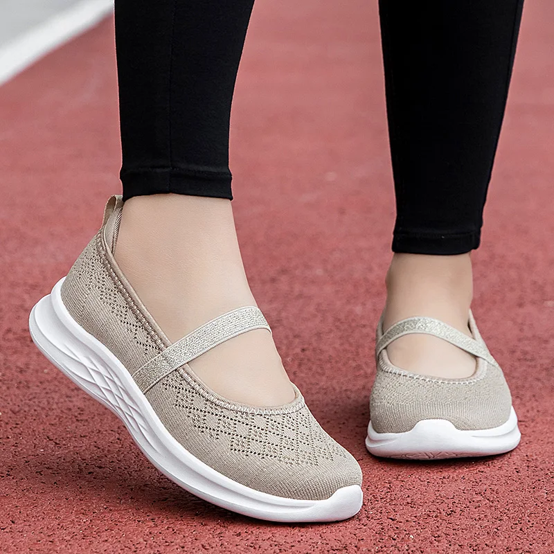 STRONGSHEN Women's Vulcanized Casual Shoes Fashion Summer Light Slip-on Mesh Walking Flat Shoes Tenis Feminino Female Shoes