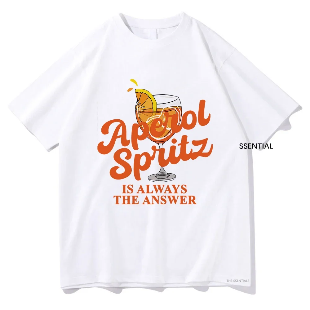 Aperol Spritz Is Always The Answer Tshirt 2024 Funny Men/Women Clothing Harajuku Tshirt Unisex Vintage Cotton Tops Streetwear