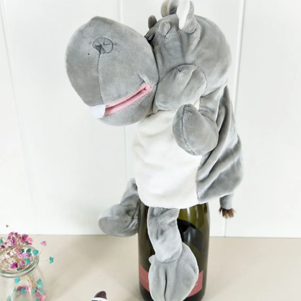 Marioneta de mano para bebé, juguete de peluche de hipopótamo grande gris