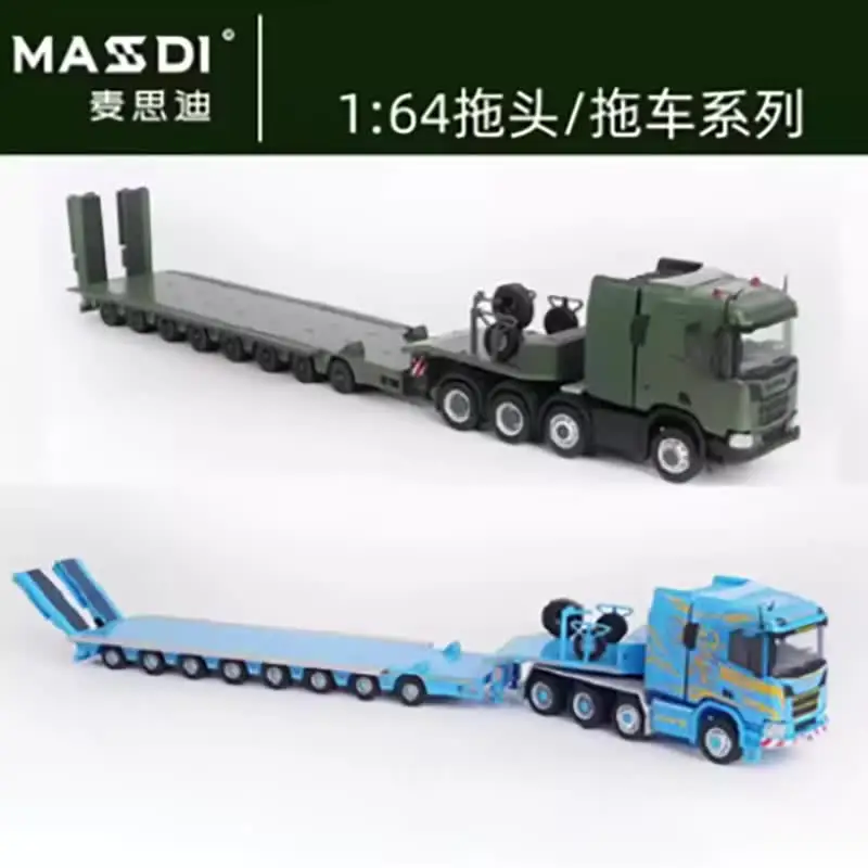 1/64 8軸 低床 トレーラー masdi MASSDI 1/64 スケール R650 と 8 軸セミローデッキトレーラー合金繊細
