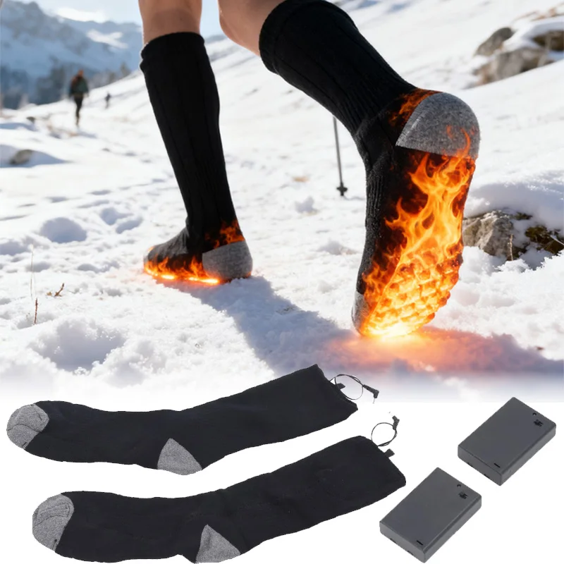 جوارب شتوية ساخنة للاستخدام الخارجي - صندوق بطارية مرفق، جوارب تدفئة القدم الكهربائية الحرارية للرجال والنساء، مناسبة للمشي لمسافات طويلة والتزلج #2