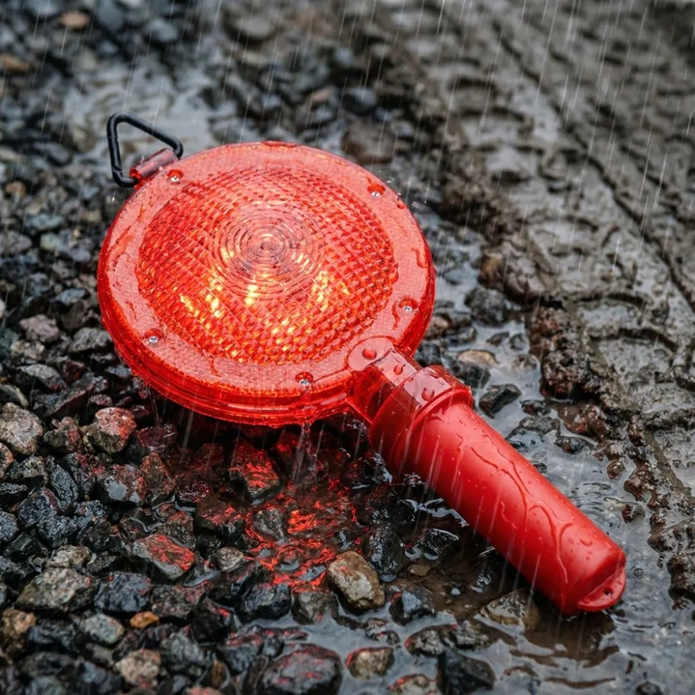 Waterproof Handheld LED Barricade Light Strobe with Ring LED Warning Light Large High Visibility Traffic Cone Light Night Use