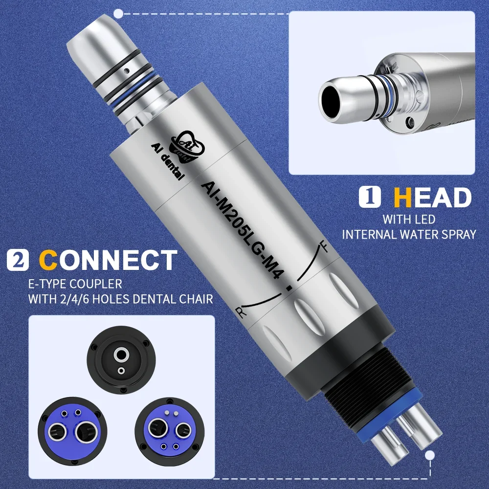 AI-M205L-M6 Dentals Air Motor Self Generator LED Illumination E-type 2/4/6 Holes Equipment with Micro Power Internal Water Spray