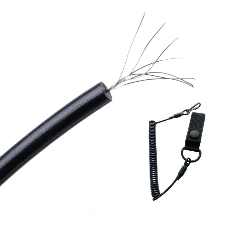 Anti-lost Elastic Lanyard Rope Military Spring Safety Strap Tactical Gun Rope For Key Ring Chain Flashlight Hunting Accessories