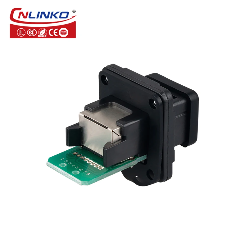 CNLINKO Waterproof Cat5e RJ45 Connector 8P8C Ethernet Cable Head Plug Gold-plated Panel Socket Network RJ45 Crimper Connector