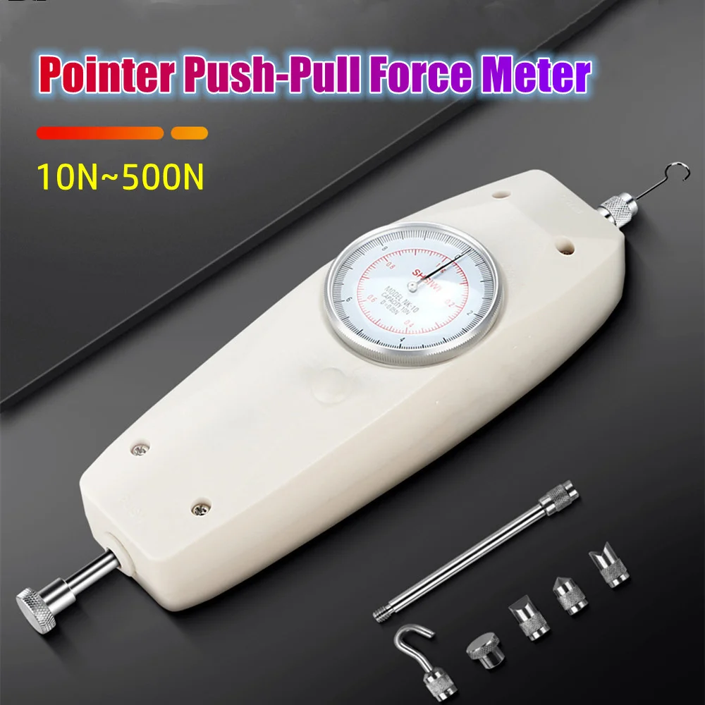 

Max 500N Pointer Type Push-Pull Force Meter 10N 30N 50N 100N 300N 500N Tension Meter N/Kg Two Display Unit Tension Force Tester