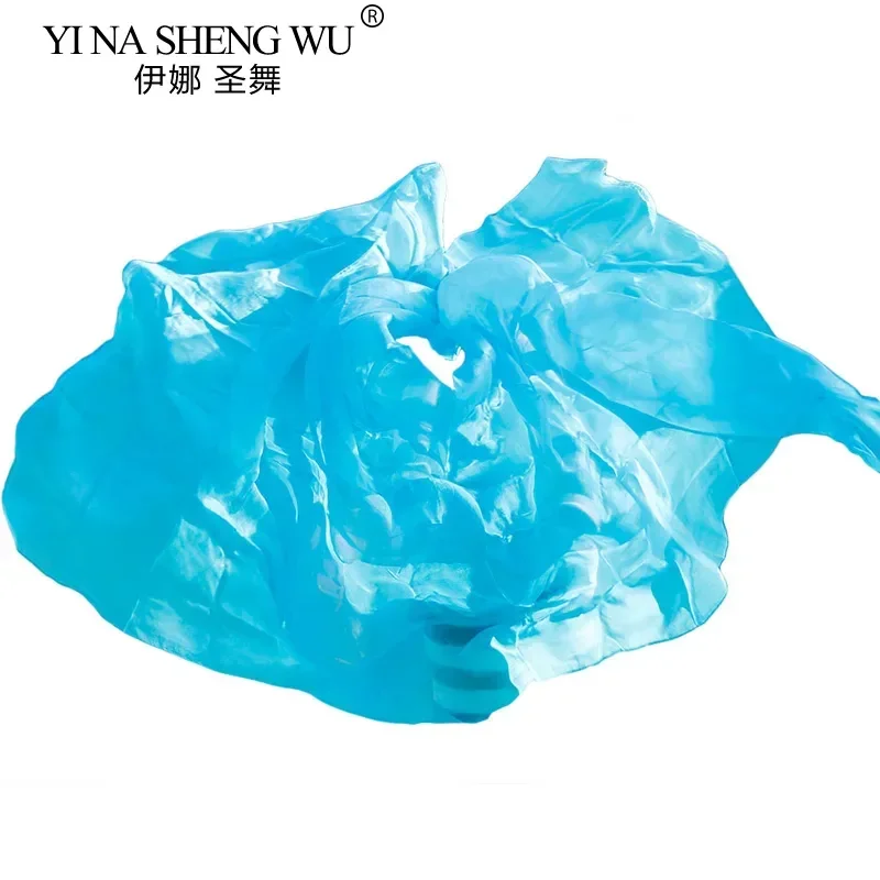 100% الحرير الرقص الشرقي الحجاب الرقص الشرقي وشاح شال حريري لون الفيروز النقي أداء الرقص الشرقي الحجاب الحرير 250/270*114 سم #5