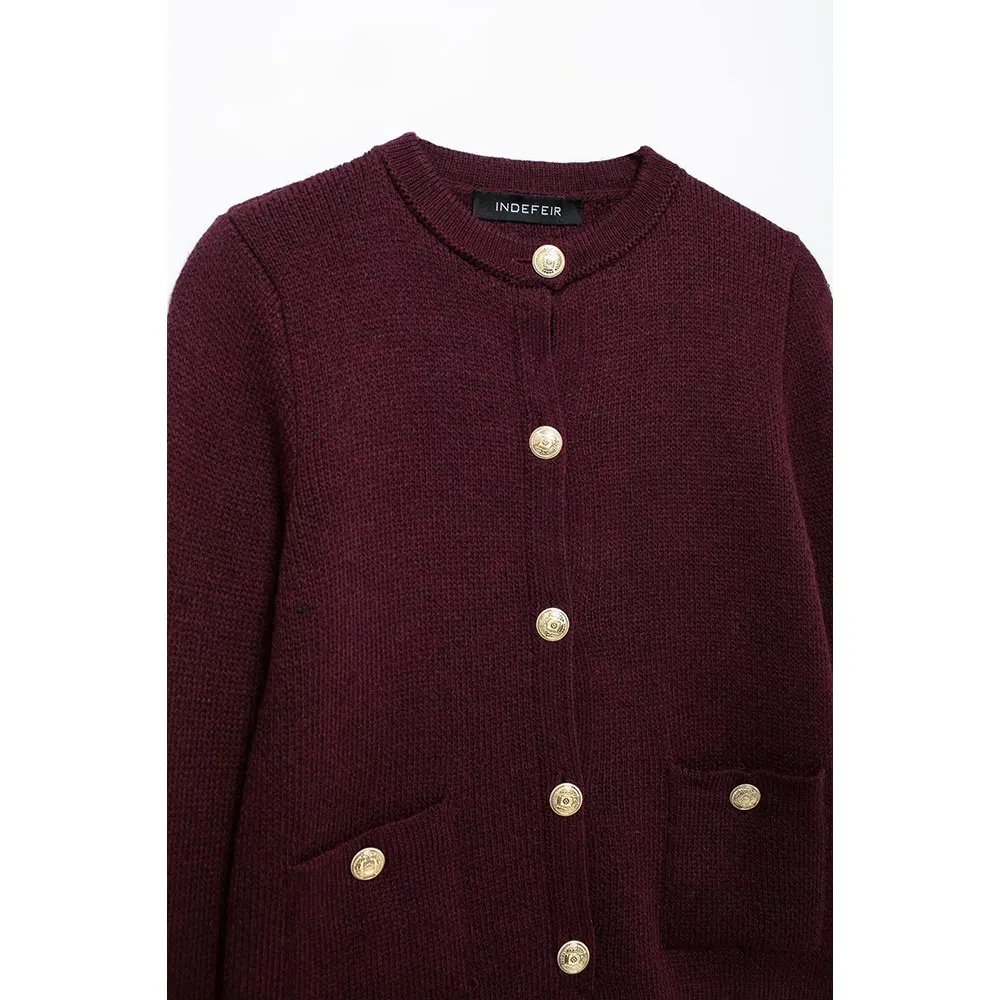 DUOPERI Frauen Strickjacke Fashion Solid Strick Pullover Oansatz Langen Ärmeln Casual Weibliche Eleganz Chic Dame Outfits