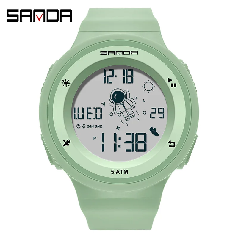 

SANDA 2121 Students Digital Watch Creative Spaceman Teenager Fashion Waterproof Date Luminous Alarm Sports Electronic Watches