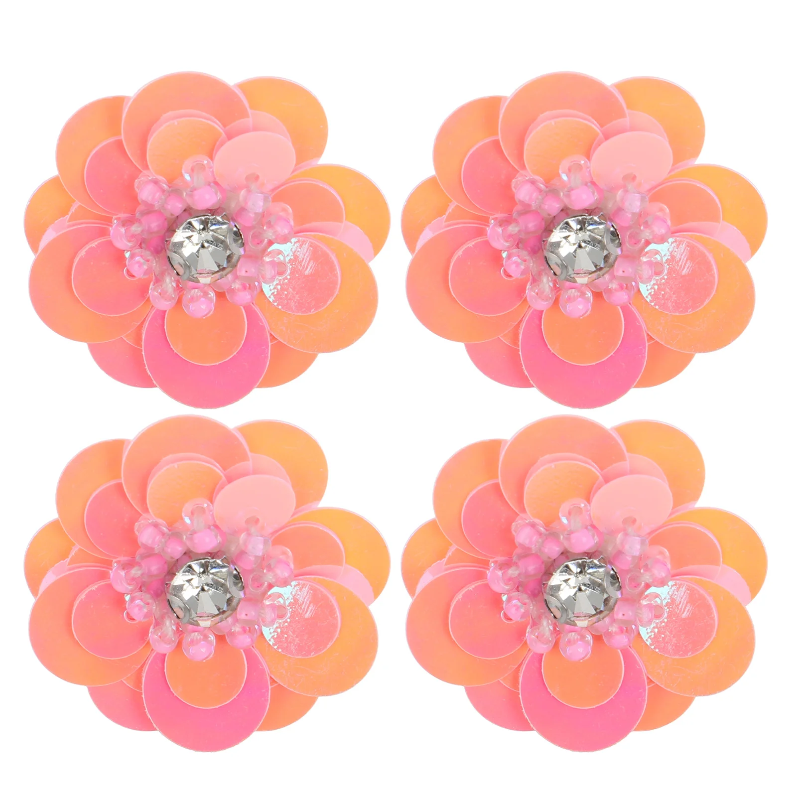 

4PCS Beaded Flower Shoe Charms Flash Pearl Decor Removable Buckles Sneakers Accessories Shoe Flowers