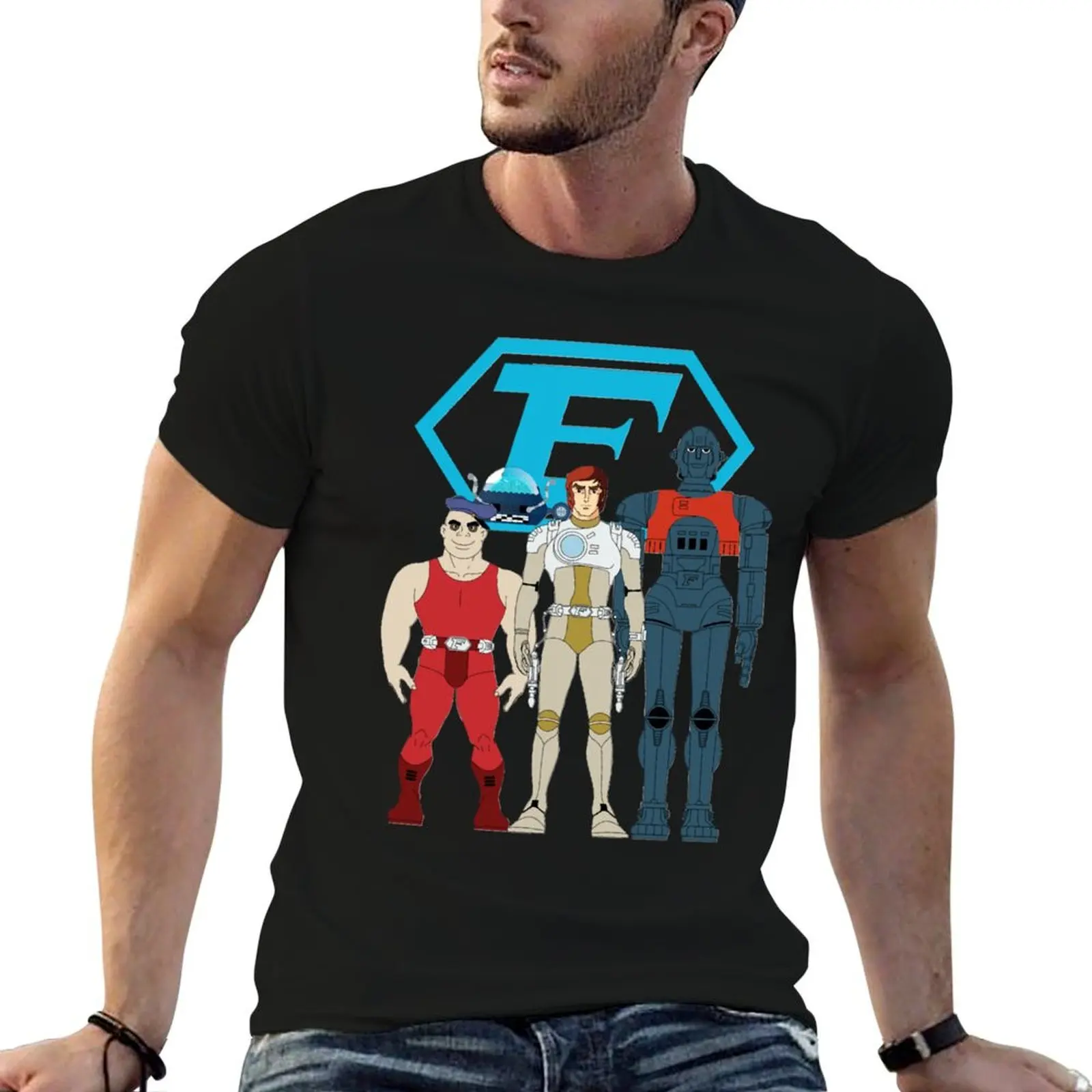 T-Shirt Femme Capitaine Flam - Design Original Science-Fiction, Noir, Neuf Avec Étiquettes