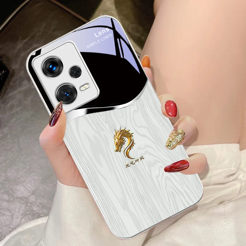 DragonQiSoarsintotheSky For Xiaomi 14 Ultra 13 Lite Redmi Note 13 11 Pro 12 Plus Poco X6 3 Pro F4 6 GT Tempered Glass Phone Case