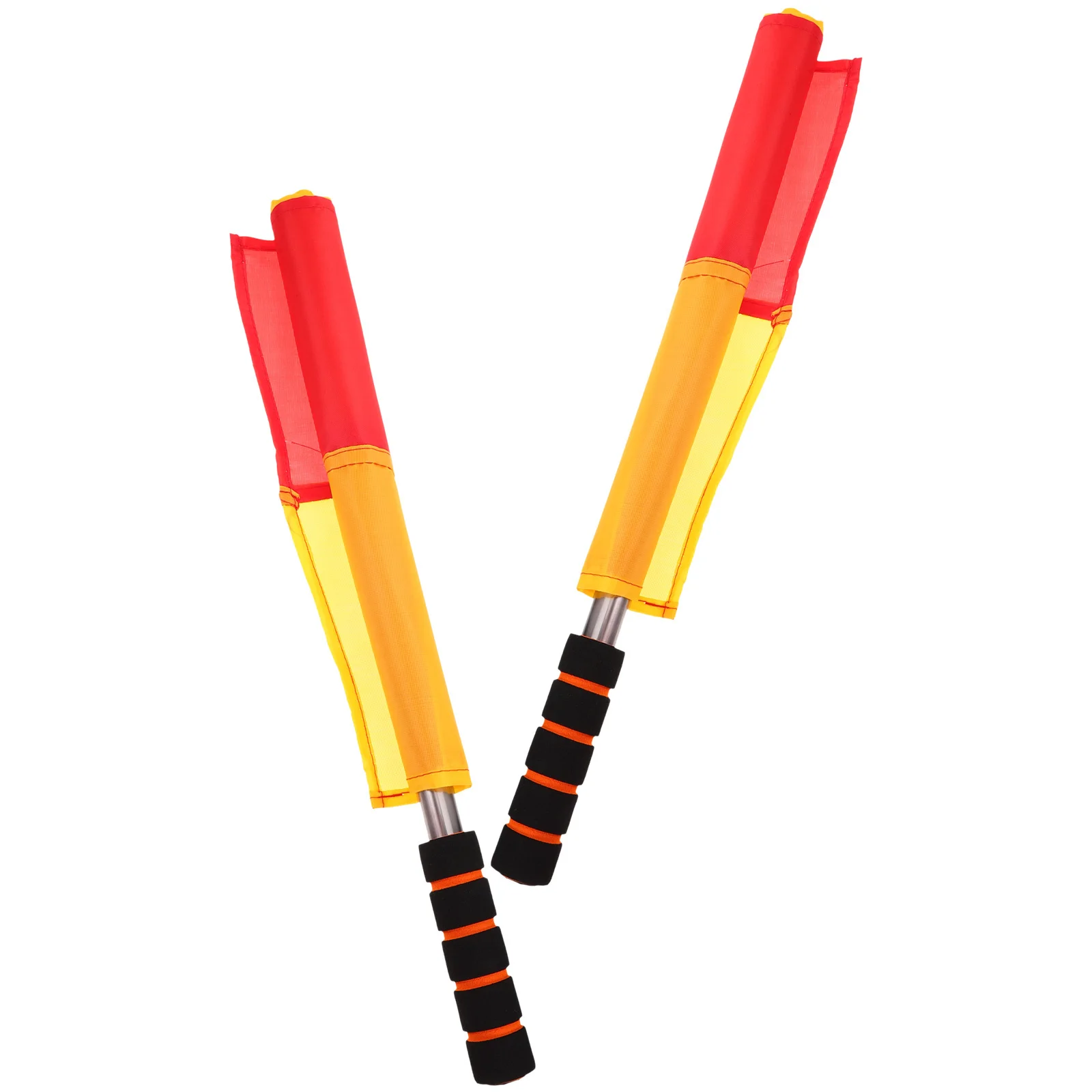 

2pcs Commanding Referee Durable Stainless Steel Grip Solid Color Soccer Signal Flags For Outdoor Sports Racing Party Handheld