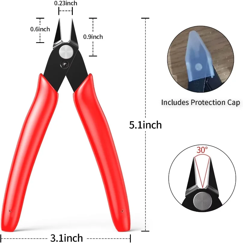Wire Cutter 2PCS Precision Flush Cutters Side Cutter Small Cable Snips Diagonal Pliers for 3D Print,Plastic Models,Jewelry