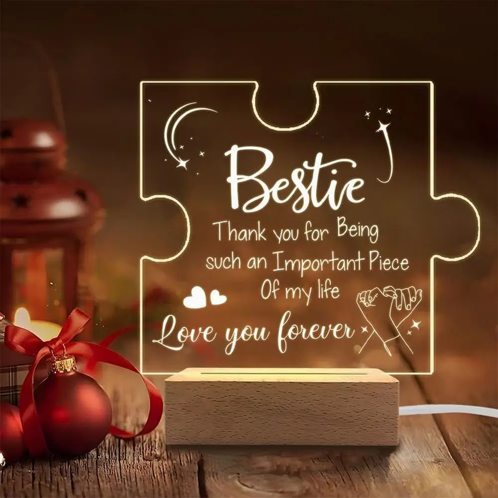 Accessori fotografici con decorazioni luminose in acrilico da 1 pezzo, base USB, regalo per amiche, regalo per amicizia in ufficio