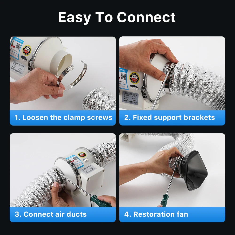 Cloudray Exhaust Fan Inline Duct Fan Extractor Low Noise Air Ventilator Mini Extractor Wall Fan Duct Fan for Laser Machine view 5
