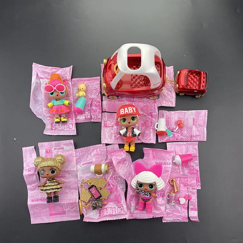 4PC NEW Dolls Set Queen Bee Car Set 8cm Sister Girl lols Doll stili rari collezione limitata giocattoli regali per bambini