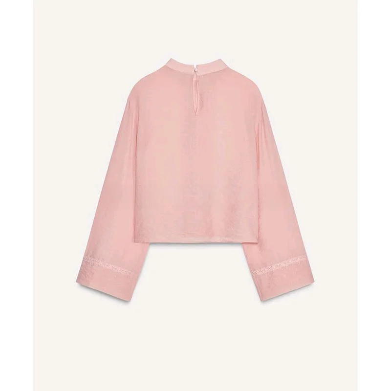 Colletto rialzato lungo Sve da donna primaverile, finiture decorative in pizzo, vestibilità ampia, chiusura con cerniera colorata Sle