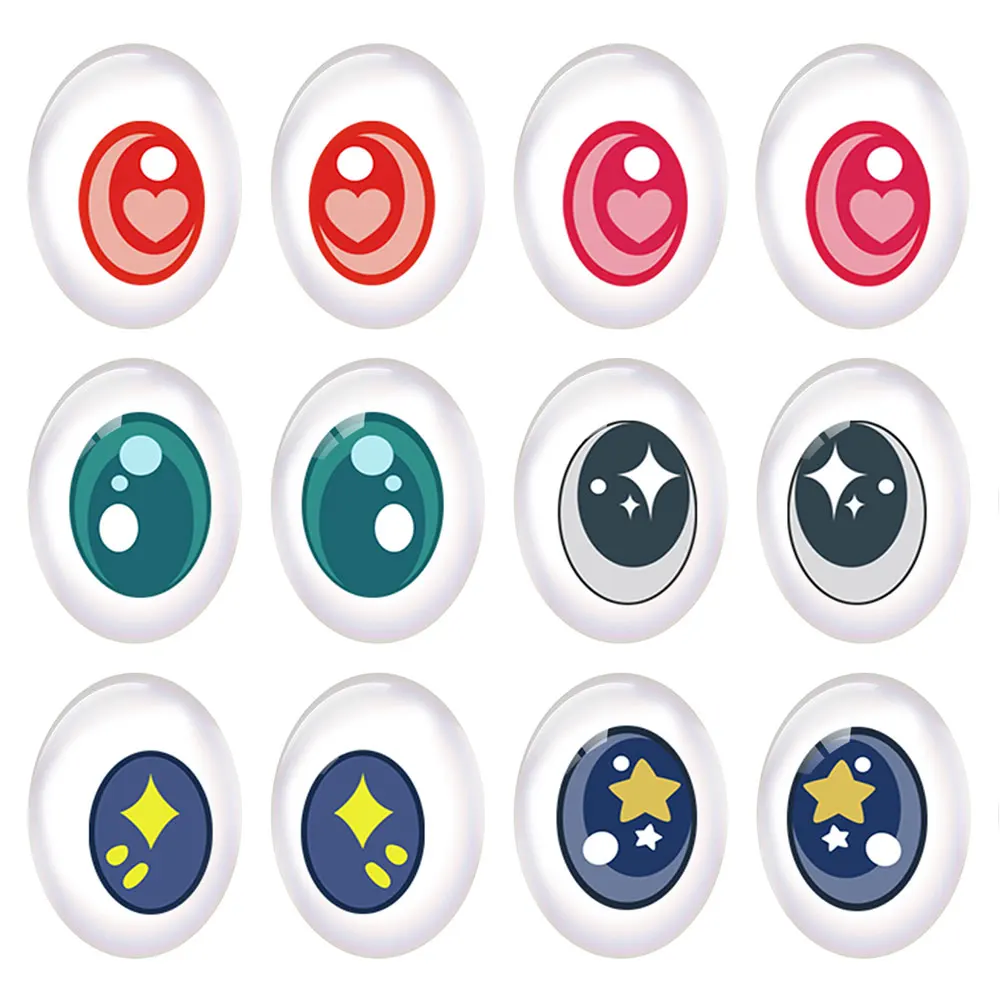 

5 пар/лот овальная милая мультяшная кукла сердце звезда хрустальный глаз ученики фото стеклянный кабошон с плоской задней частью демонстрация камеи Diy изготовление ювелирных изделий