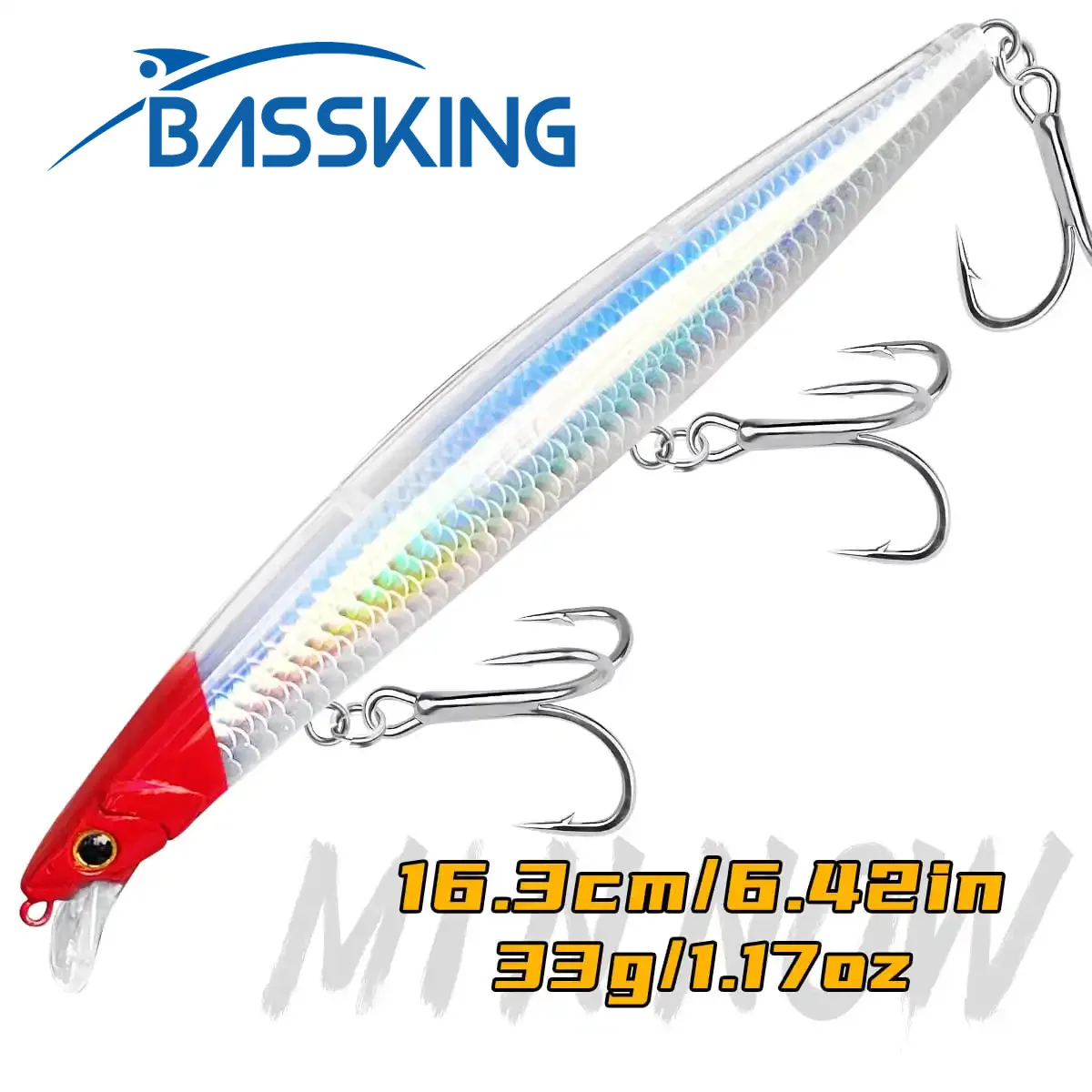 bassking-flutuante-minnow-iscas-de-pesca-163mm-33g-laser-flash-artificial-duro-iscas-fortes-ganchos-truta-swimbait-baixo-wobbler