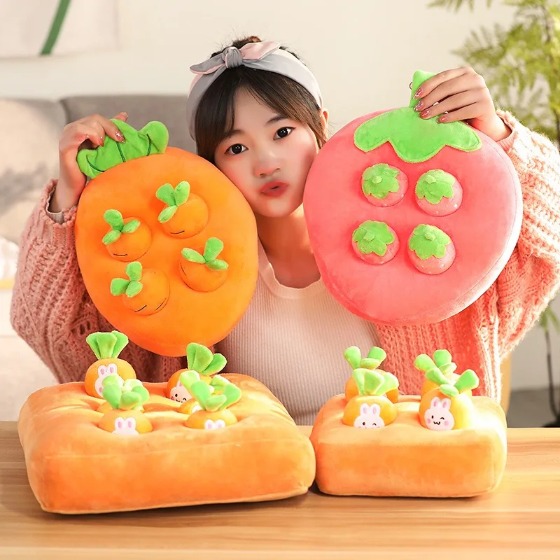 Baby Montessori Pulling Vegetable Fruit Plush Toy Set Pull the Carrot Picking Game Parent-child Interaction Education Plush Toy