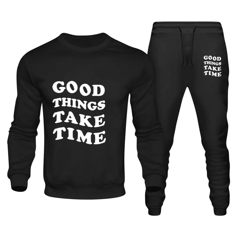 Letter Print Tracksuit Sets Men's Casual Hoodies + Pants 2PCS Mens Long Sleeve Sport Suit Male Pullover Hoodies Sports Clothing