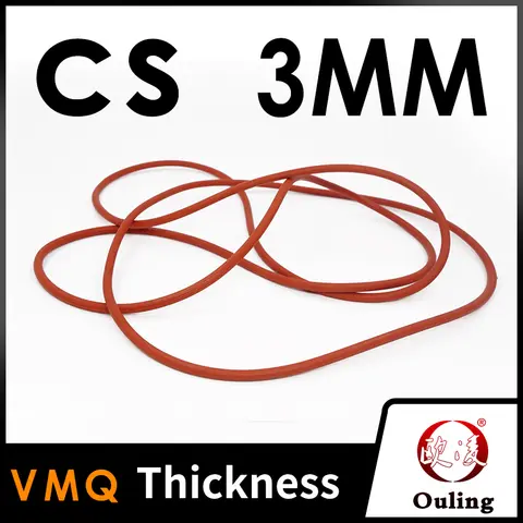 두께 3mm CS 빨간색 VMQ 실리콘 고무 O-링 씰 가스켓 와셔 내열성 방수 연질 실리콘 링