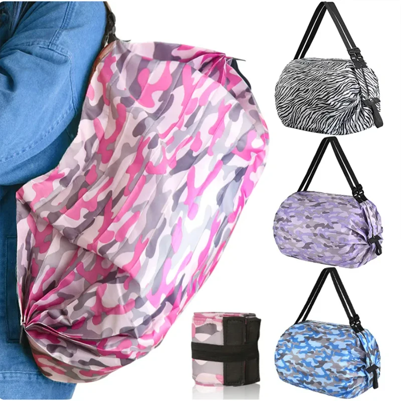 Foldable Storage Bag With Handle Portable Travel Camouflage Handbags 2023 New Large Capacity Shopping Bag