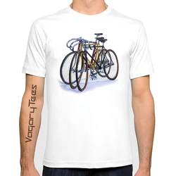 Track Bike Art T-Shirt Classic Fixed Gear Bicycle Shirt Summer Three Bikes Together Fixie Cycling Print Men's Casual Tops Tees