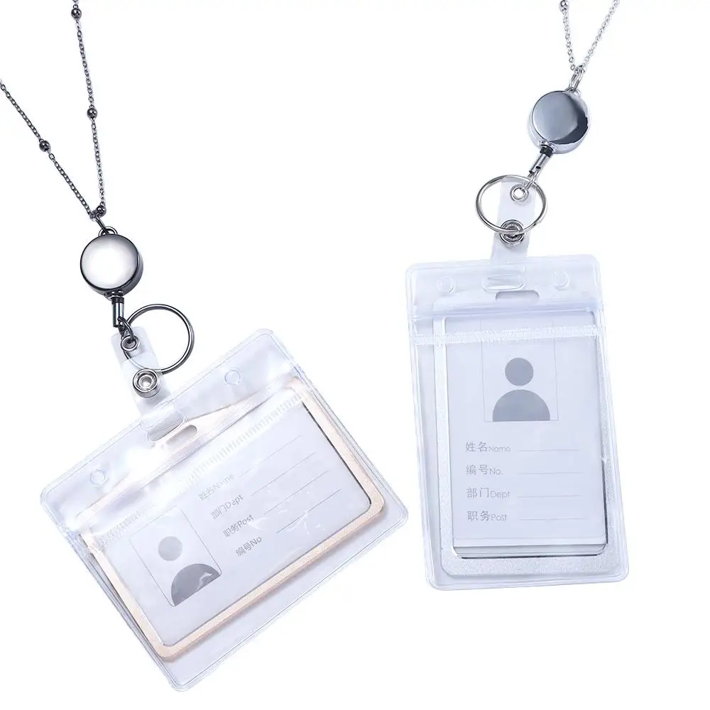 

Office Supplies Name Card Keychain Retractable Badge Reel Lanyard DIY Beaded Lanyard with ID Card Holders Badge Holder Necklace