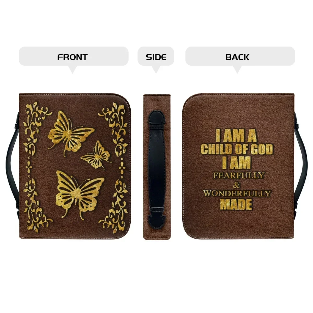 I Am A Child Of God Print Daisy Design Women's Bible Bag Handbag Practical Zippered Handle Study Book Holy Storage Boxes 2023