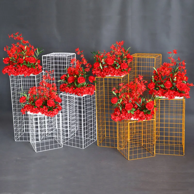 Flone wedding flower stand grid stand home decor Iron grid road lead backdrop stand centerpiece decoration accessories