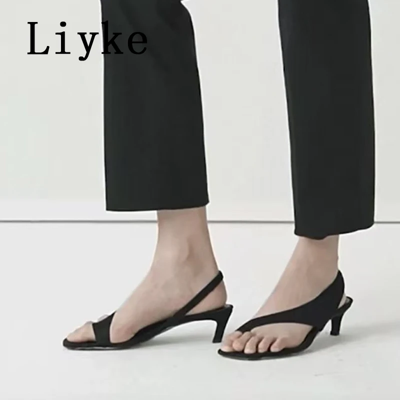 

Liyke Дизайнерские женские сандалии-гладиаторы с застежкой на носок и квадратной головкой на низком тонком каблуке Модные сандалии без шнуровки с ремешком сзади Sandalias De Mujer