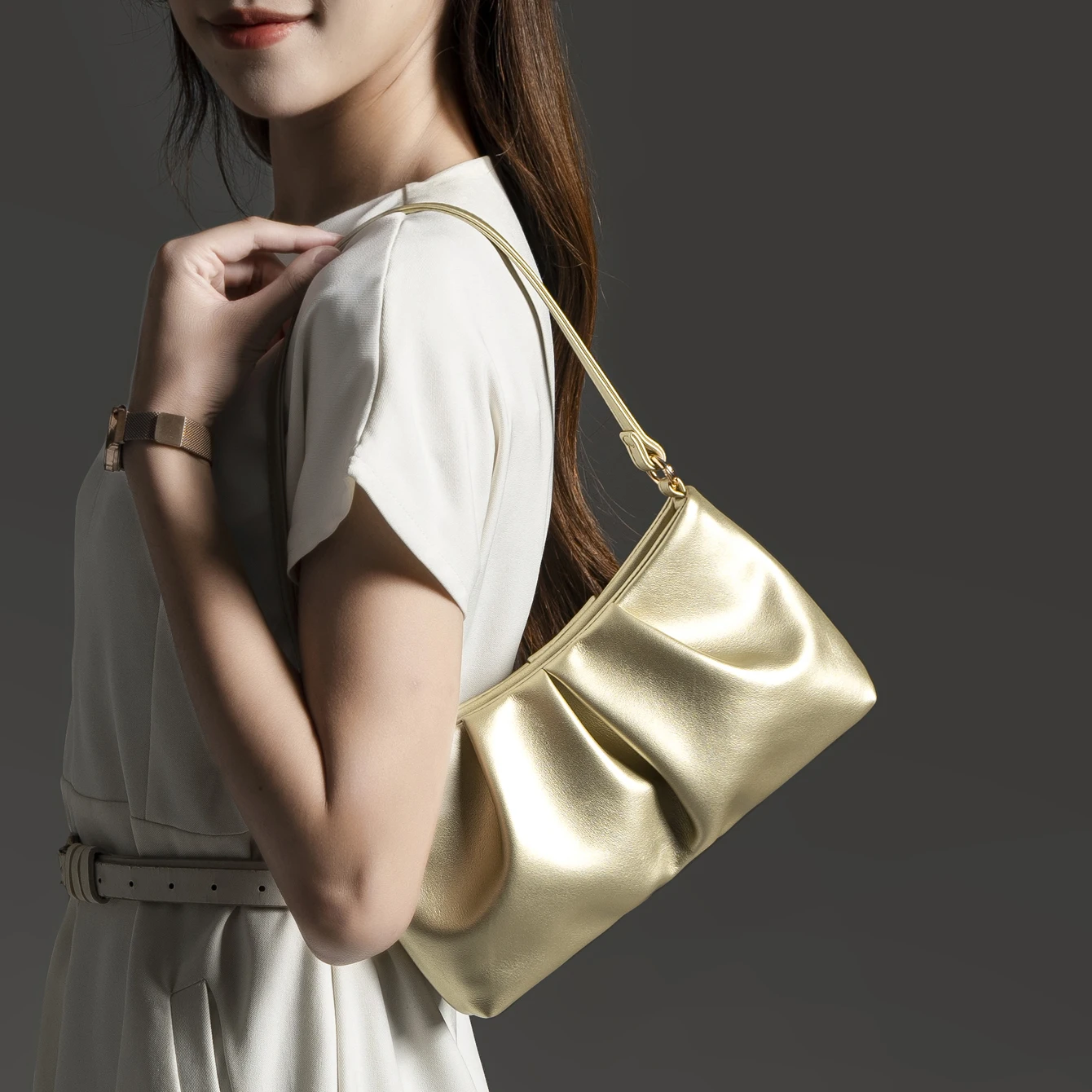 Designer-Geldbörsen und Handtasche, Umhängetasche, Geldbörse, Damentasche, Hochzeit, Abend, Clutch, Partytasche, goldene Tasche – Detail 7