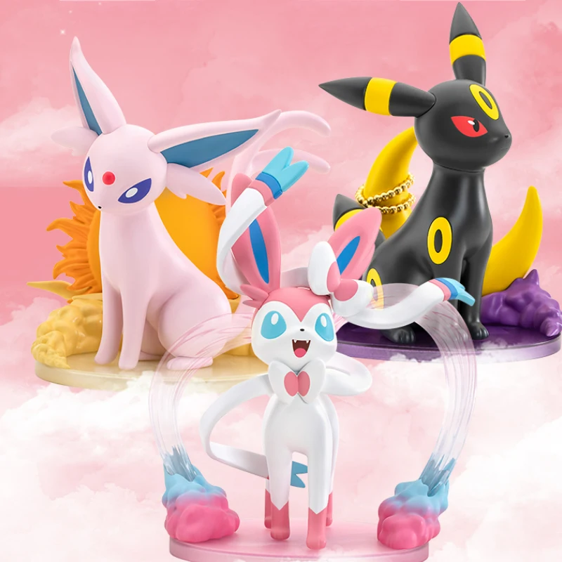 

Pokemon Sylveon Espeon Umbreon Action Figures Kawaii doll Fairy Tide Playing Ornaments Doll Packet Monster Pvc Figurine Toy Gif