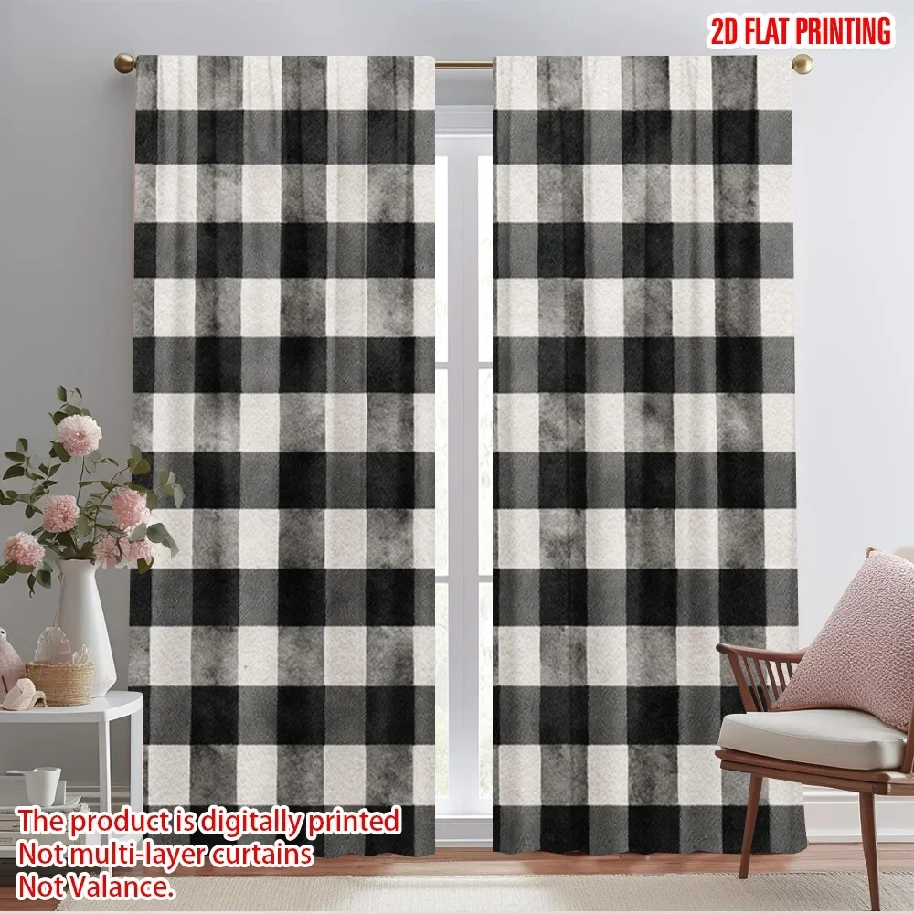 2pcs,2D plane printing Popular Curtains Pine Tree Versatile Polyester Fabric (without rod) Decorations Inside Perfect for