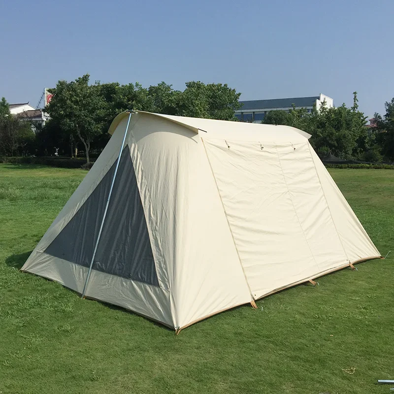 New Single Layer Canvas Camping Tent, Lightweight Outdoor Sunshade, Family Large Space Light Luxury Tent for Spring Camping