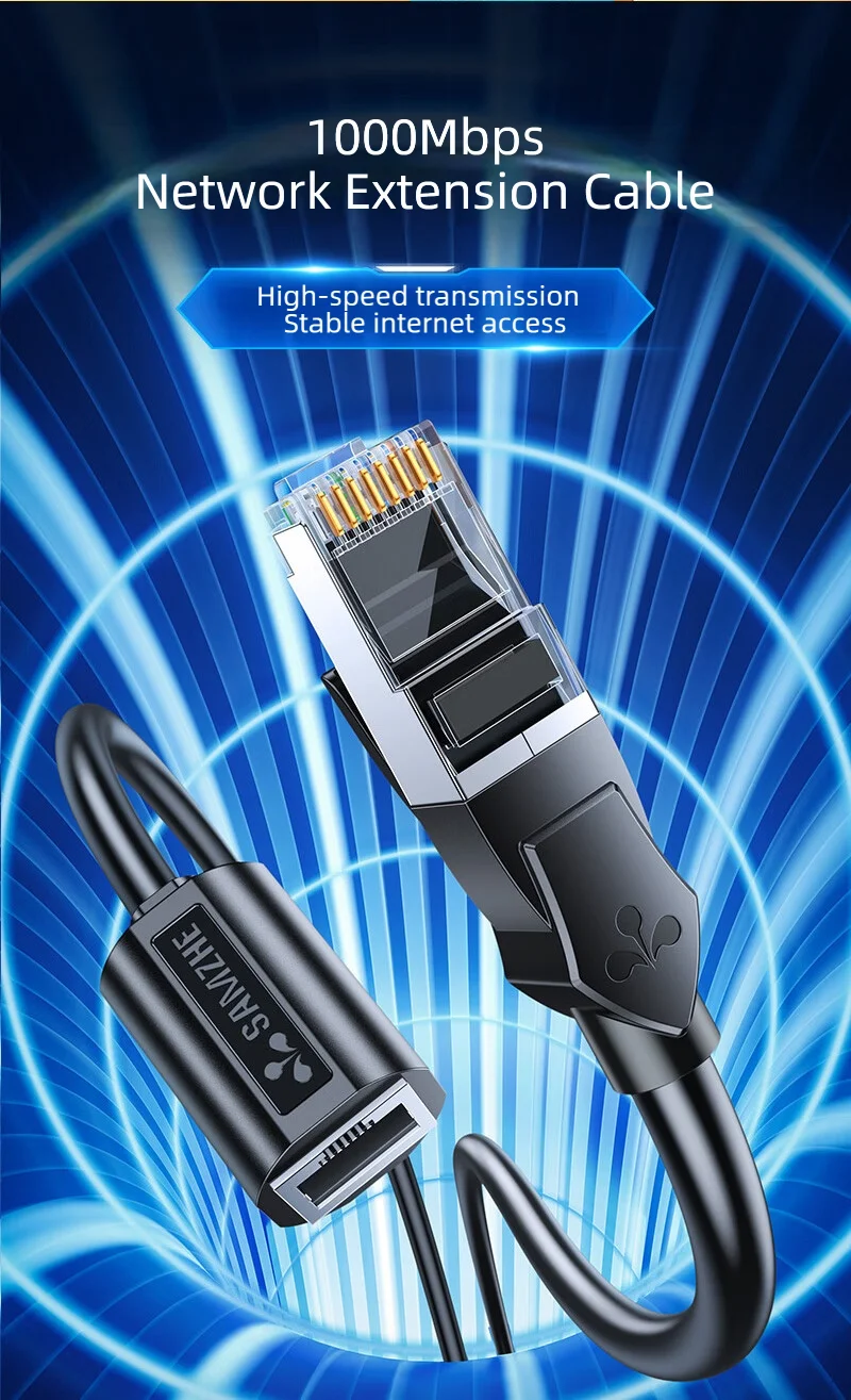 SAMZHE RJ45 Ethernet-Verlängerungskabel-Adapter CAT6 Stecker auf Buchse Verlängerungs-Patchkabel für PC Laptop Cat6 Ethernet-Kabel – Detail 1