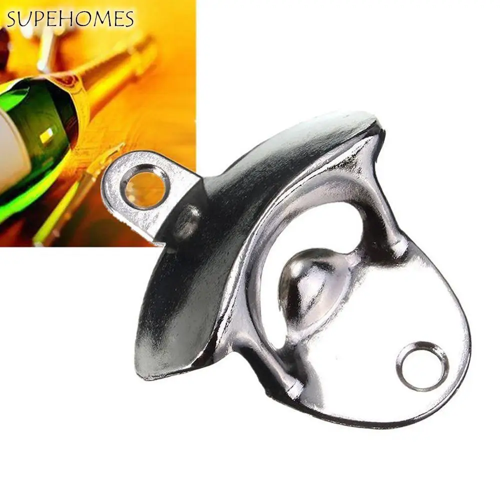 Suministros para Bar y Club de Color plateado sin tornillos, abridor de botellas de vino fijo, abridor montado en la pared, herramientas para tapa de cerveza y refresco