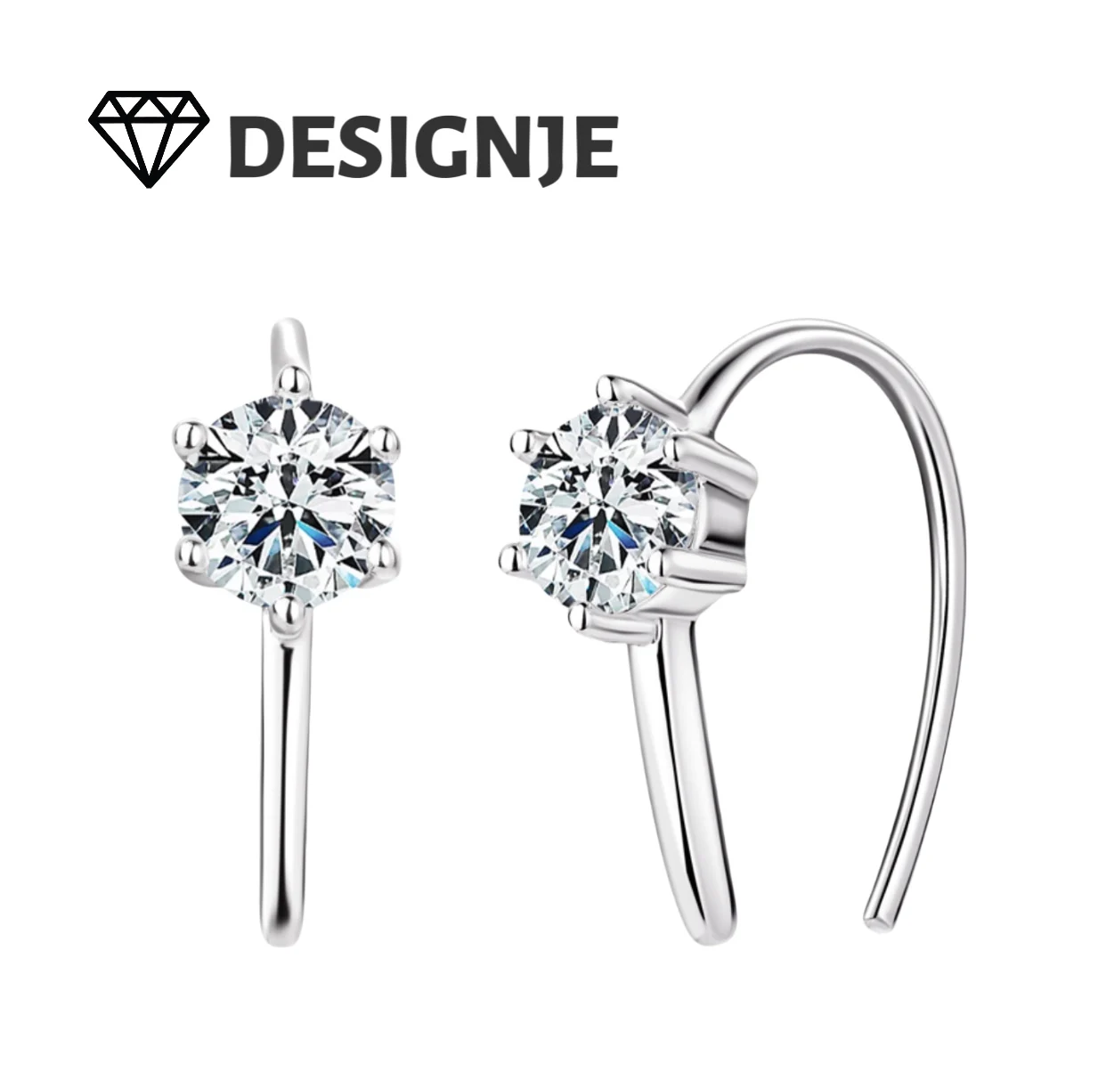 

Luxury design sense U-shaped fashionable simple earrings high-end sense D-color moissanite earrings individuality