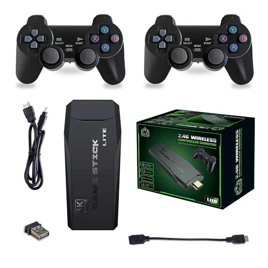 M8 Game Stick 4K HDMI Ретро игровая консоль 2,4G Беспроводные двойные контроллеры 20000+ игр Plug & Play