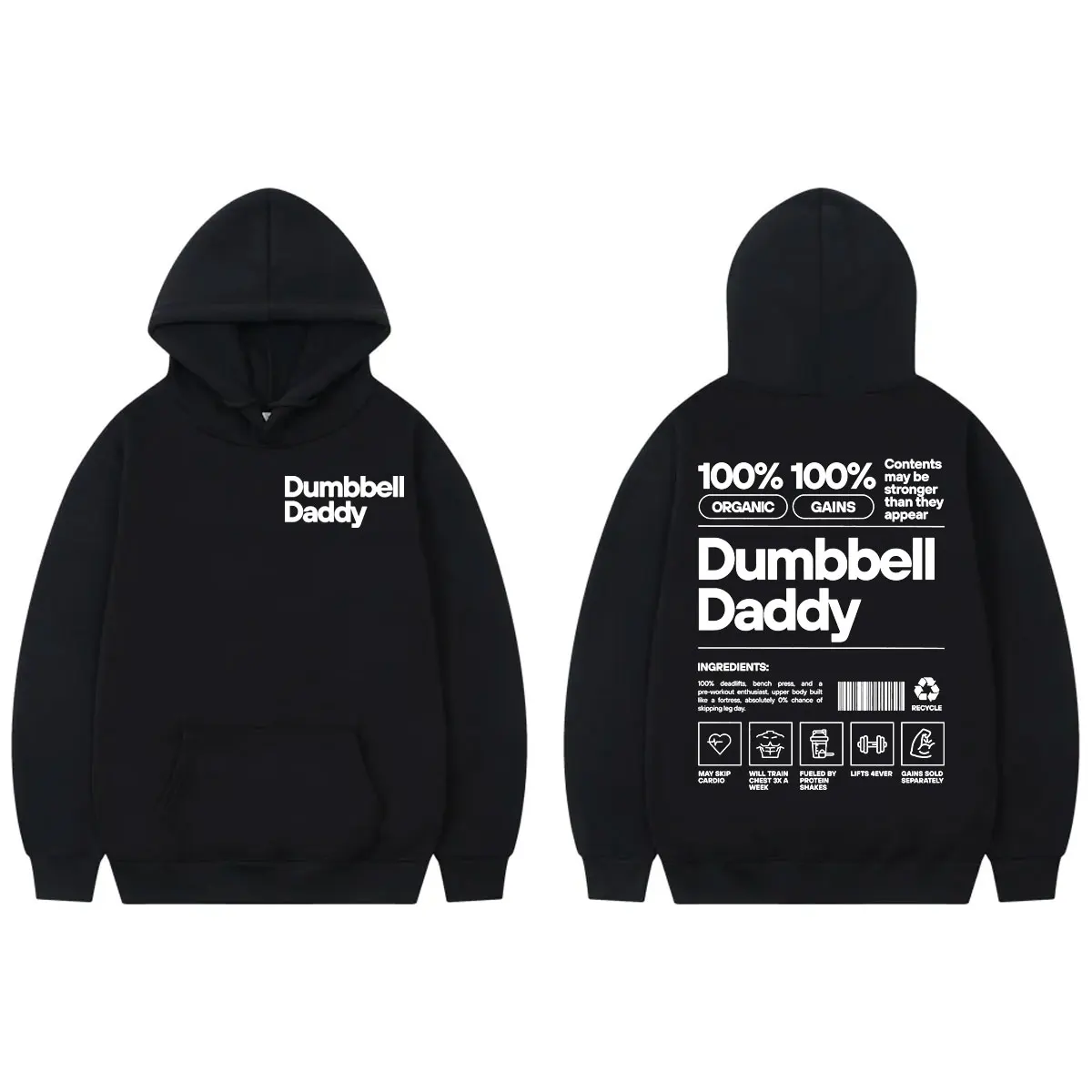 

Dumbbell Daddy Gym Meme Hoodie Men Women Fashion Long Sleeve Hooded Sweatshirts Autumn Winter Casual Comfort Oversized Pullovers