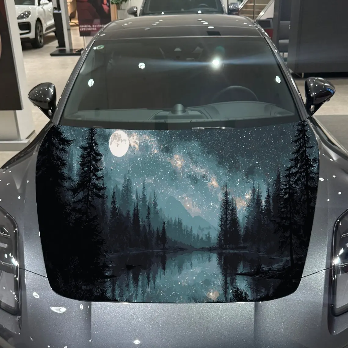 

Full Moon Forest Landscape Car Hood Vinyl Stickers Car Surface Protection Decal Car Decoration Cover Vinyl Wraps Waterproof Self
