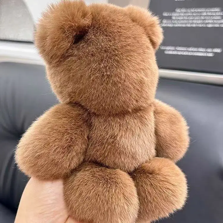 رائعتين الأرنب الفراء الدب سيارة المفاتيح قلادة أفخم محشوة الحيوان حقيبة كتب معلقة حلية هدية عيد ميلاد #3