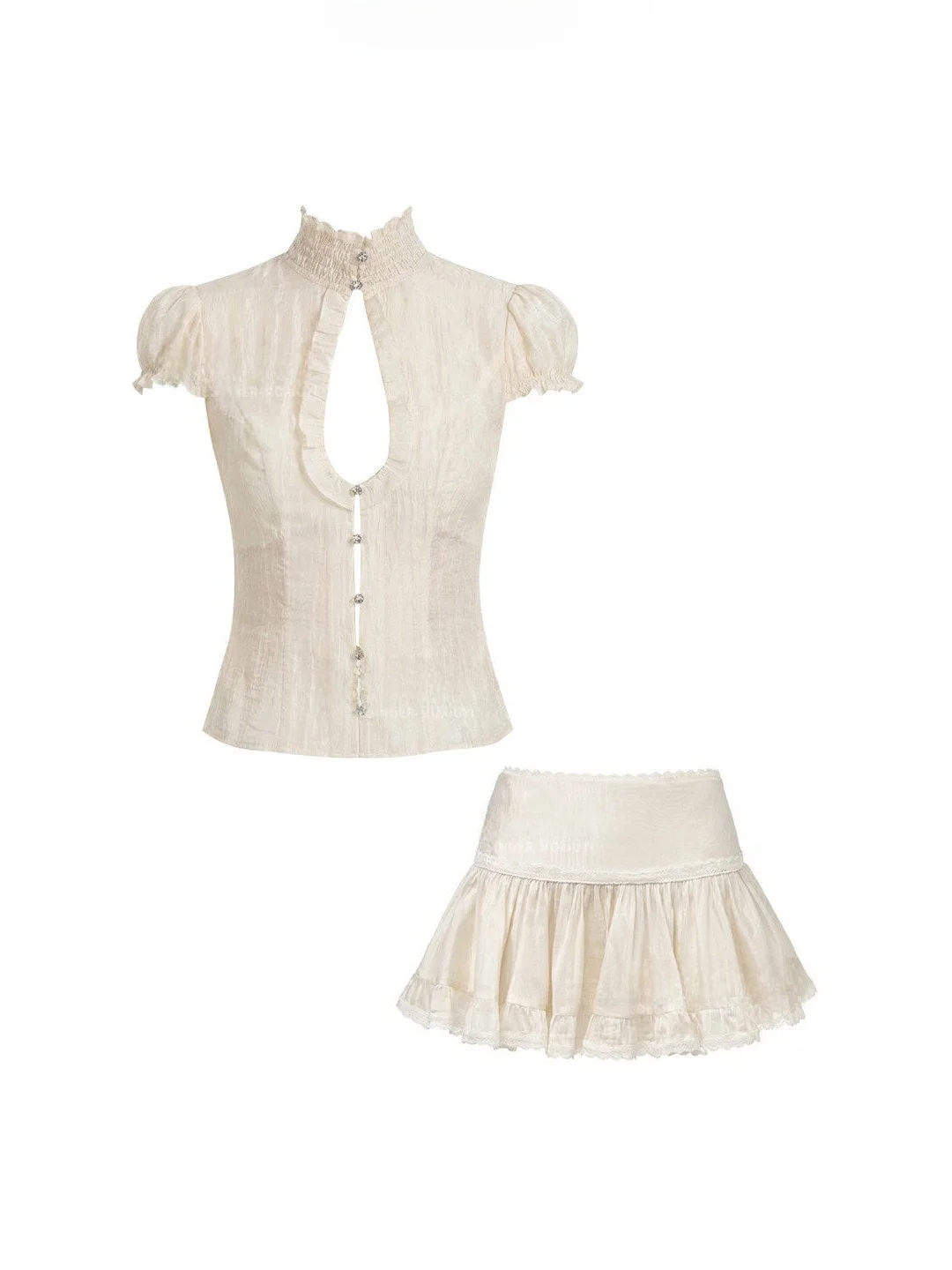 

Hollow out Lace Waterdrop Set Small Dr Casual Sle Summer Season plus Size Women's Faion Two-Piece Suit