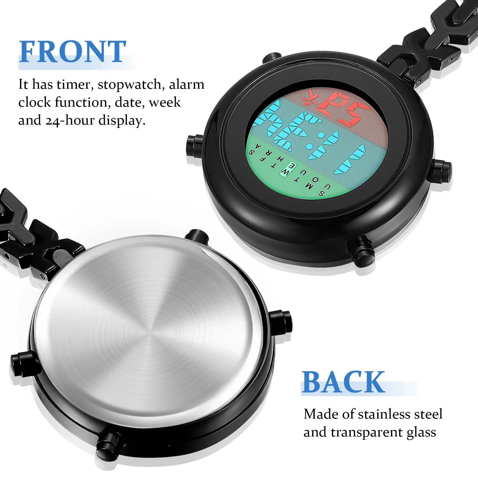 2Pcs Nurse Pocket Watches Brooch Style Clip-on Hanging Watches Portable Multifunctional Timer Alarm Clock Small Watch for Nurses