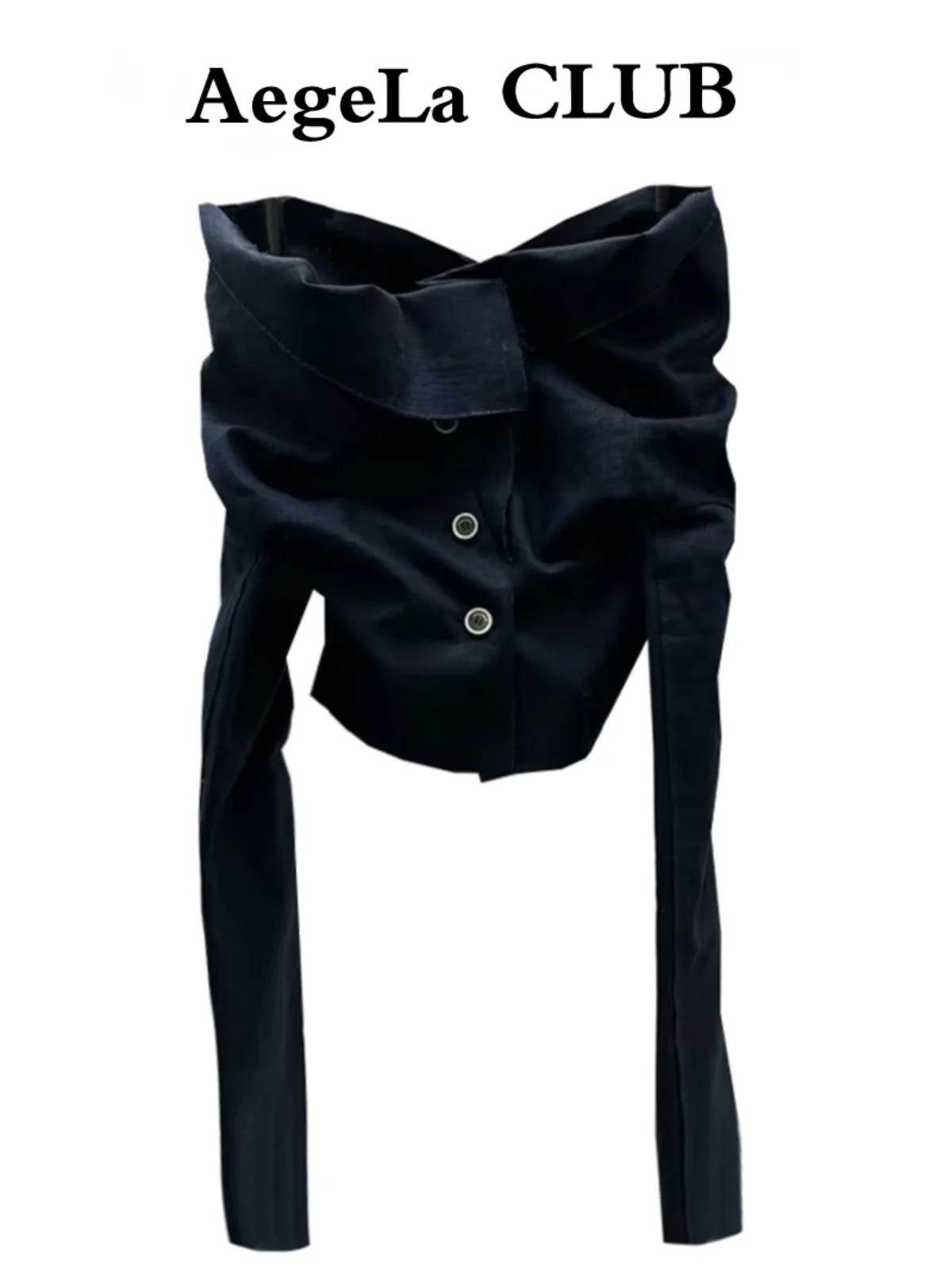 

Стильная женская блузка с открытыми плечами и длинным рукавом, приталенного кроя, для повседневной носки, в корейском стиле, однотонная, с пуговицами.