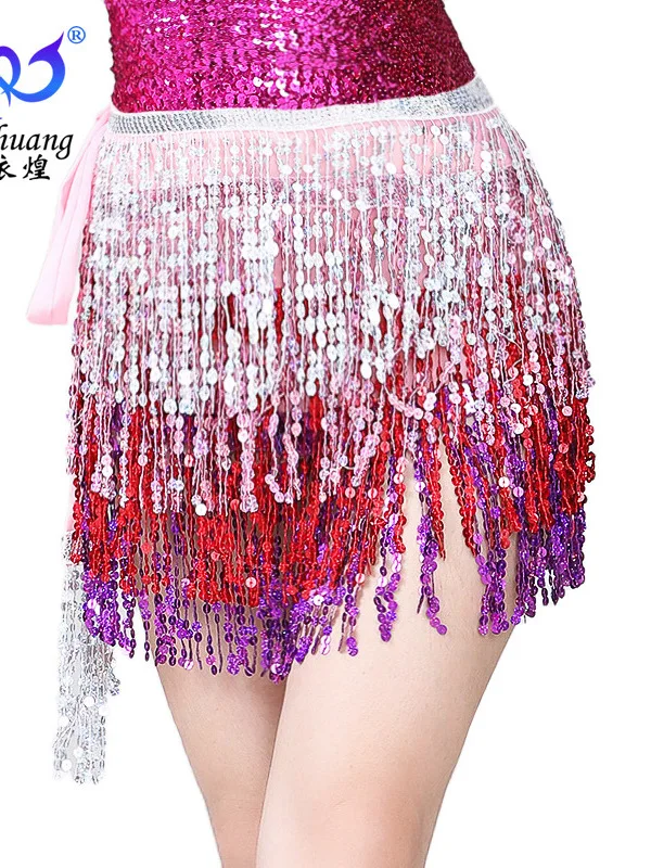 Halloween Costume Belly Dance Fringe Waist Chain Sequin Hip Scarf Indian Bohemian Lace Waist Scarf Sequin Dance Skirt